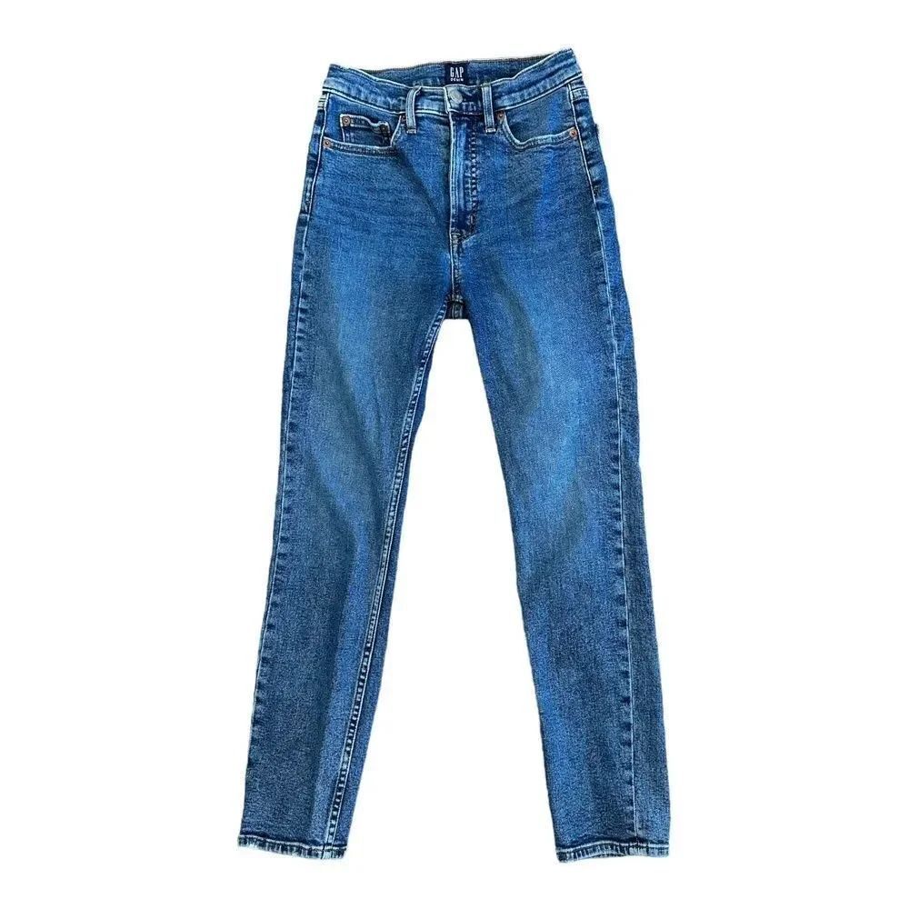 GAP Blue Classic Five Pocket Belted Cigarette Jeans Womens 0/25R